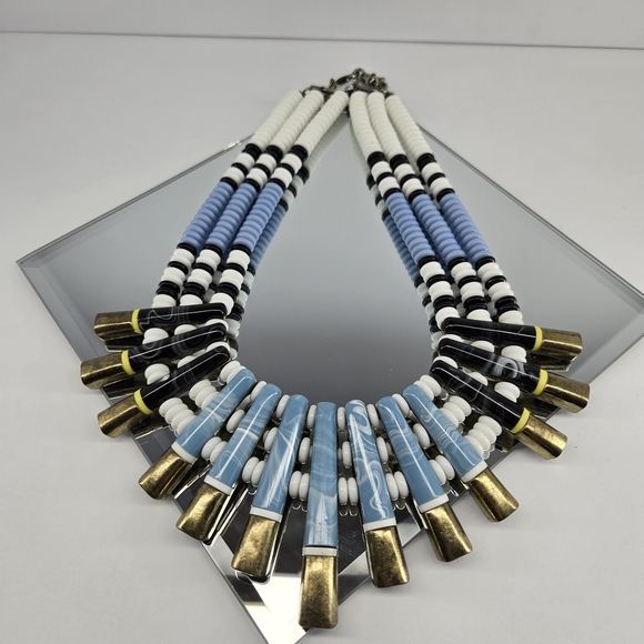 BaubleBar legant Blue and Gold Beaded Necklace - Picture 2 of 8